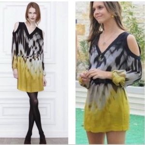 LEIFSDOTTIR ANTHROPOLOGIE SILK COLD SHOULDER DRESS ELASTIC WAIST SZ 0